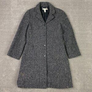 J. CREW Tweed Coat Overcoat Womens Medium Gray Wool Blend Thinsulate Insulated
